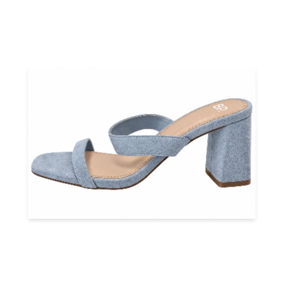 BP Emmie Light Blue/Gray Suede Block Heel Sandals Size 9.5
